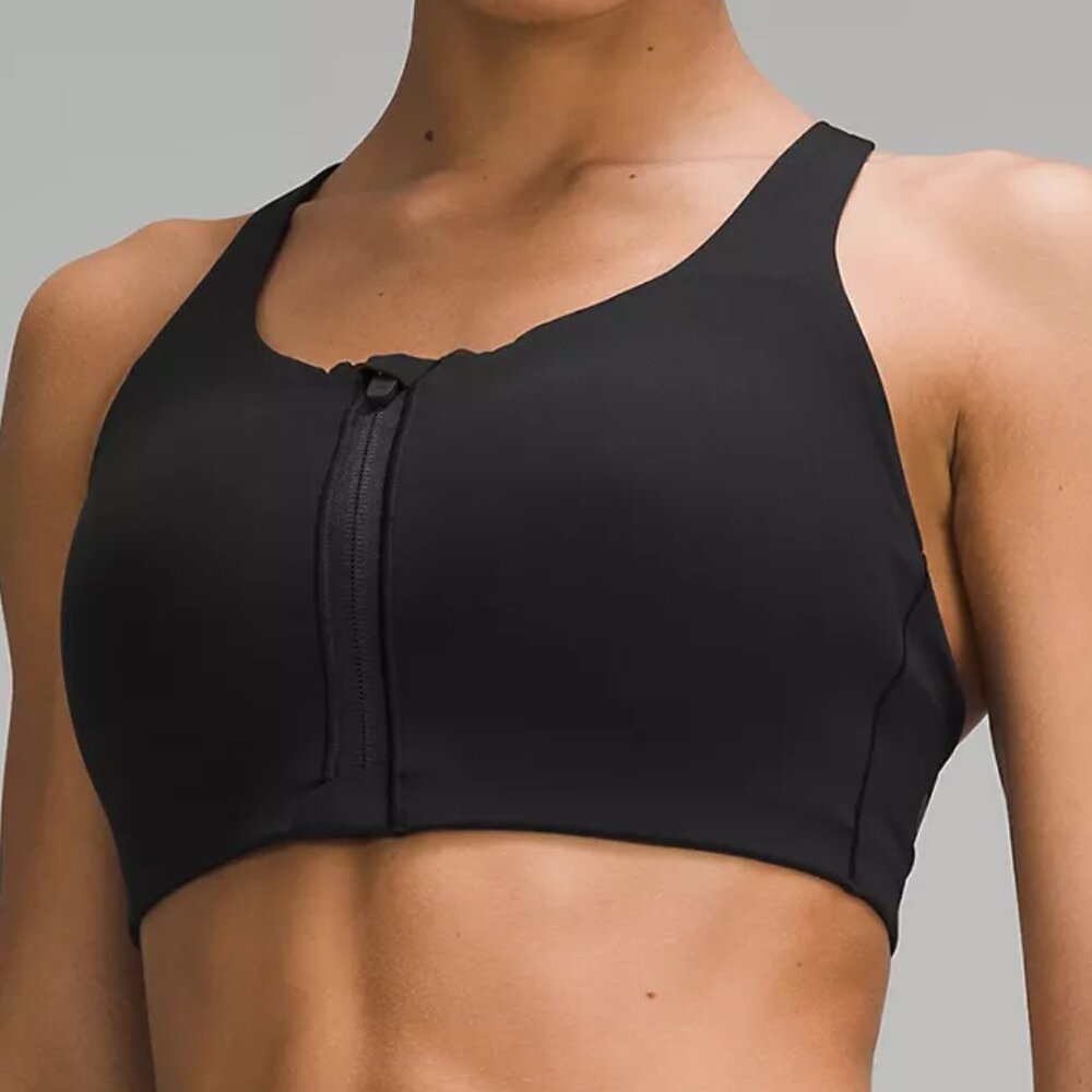 lululemon Energy Zip-Front Bra Black, Size 34D